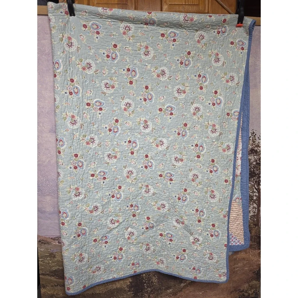 Pastel Shabby Chic Half-Square Triangle Quilt Twin Size I Sham 25x20